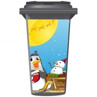 Penguin And The Snow Man Wheelie Bin Sticker Panel